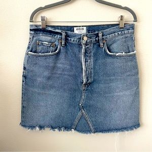 AGOLDE High Waisted Denim Medium Wash Skirt— Size 30 EU/ 10 US